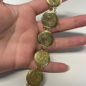 Coin brass gold tone bracelet
